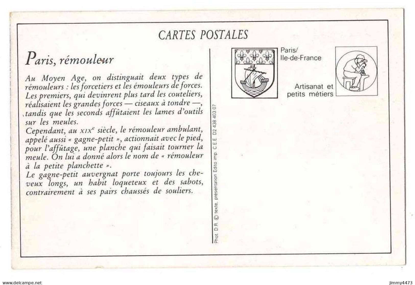 CPA (Repro) - PARIS - Le Rémouleur - Texte Au Dos - Craft