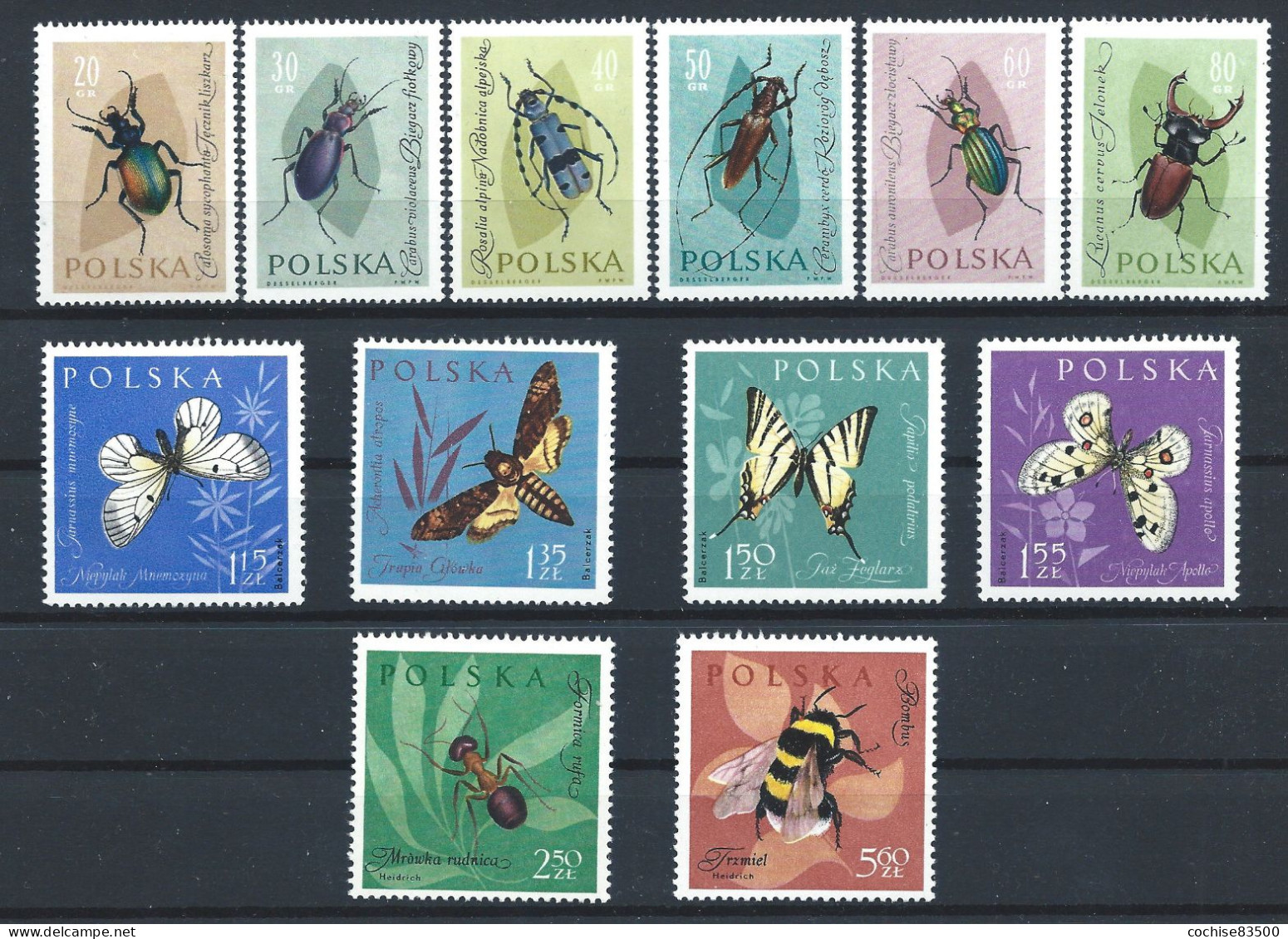 Pologne N°1140/51** (MNH) 1962 - Insectes Divers - Ungebraucht