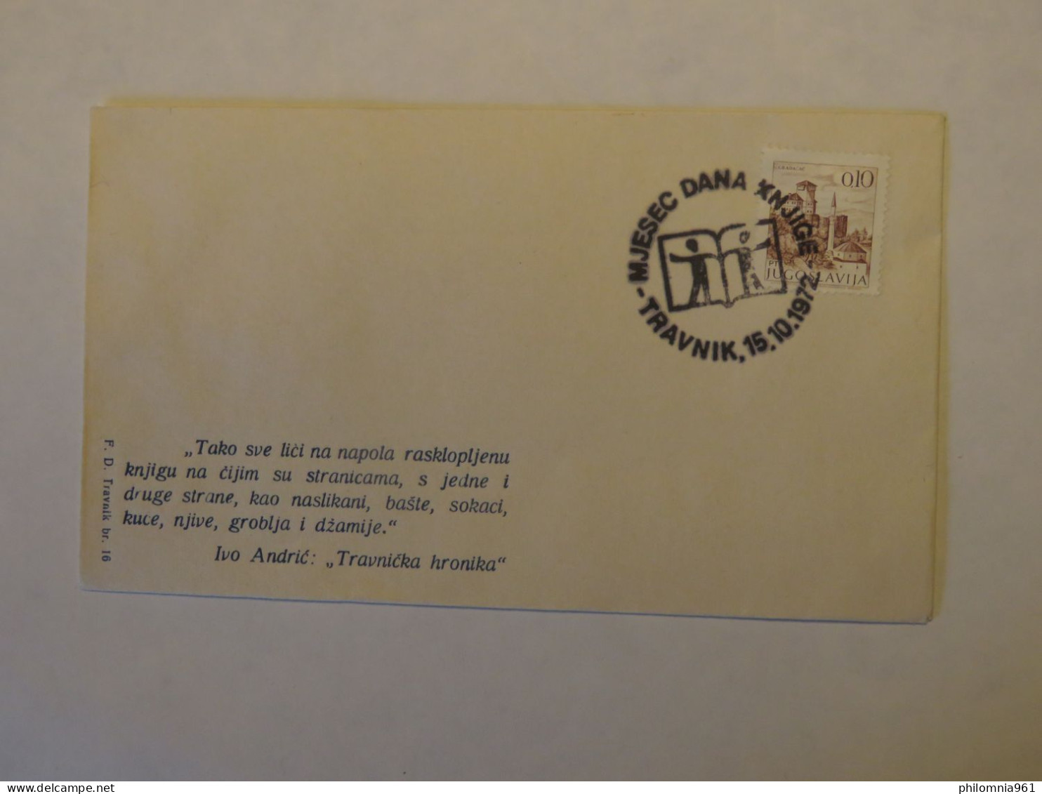 YUGOSLAVIA MIJESEC DANA KNJIGE COVER 1972 - Other & Unclassified