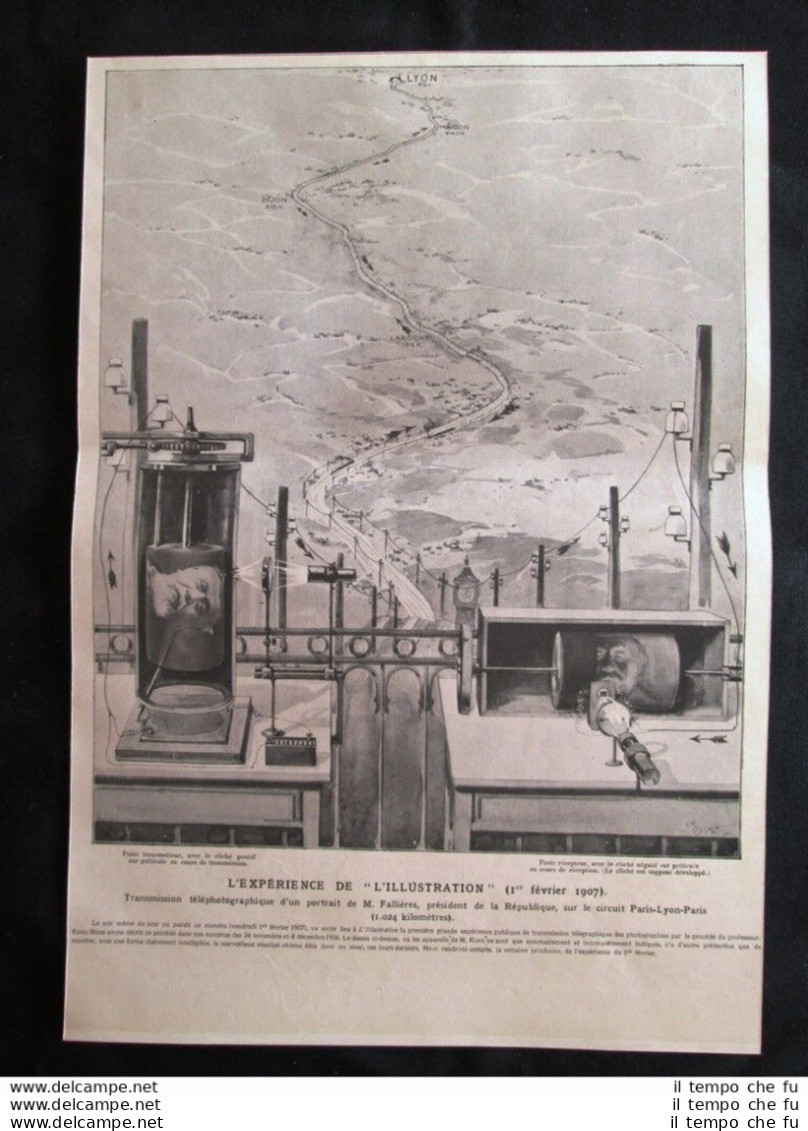 Trasmissione Telefotografica Di Un Ritratto Di Armand Fallières Stampa Del 1907 - Other & Unclassified
