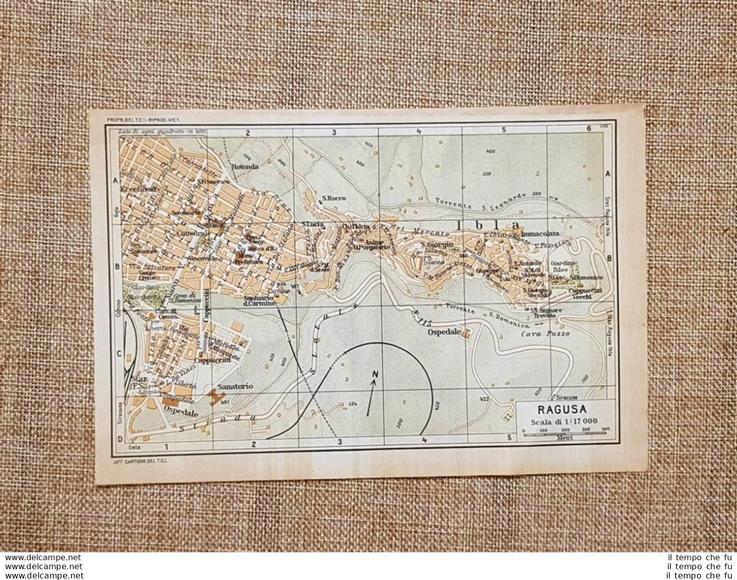 Pianta O Piantina Del 1953 La Città Di Ragusa Sicilia T.C.I. - Cartes Géographiques