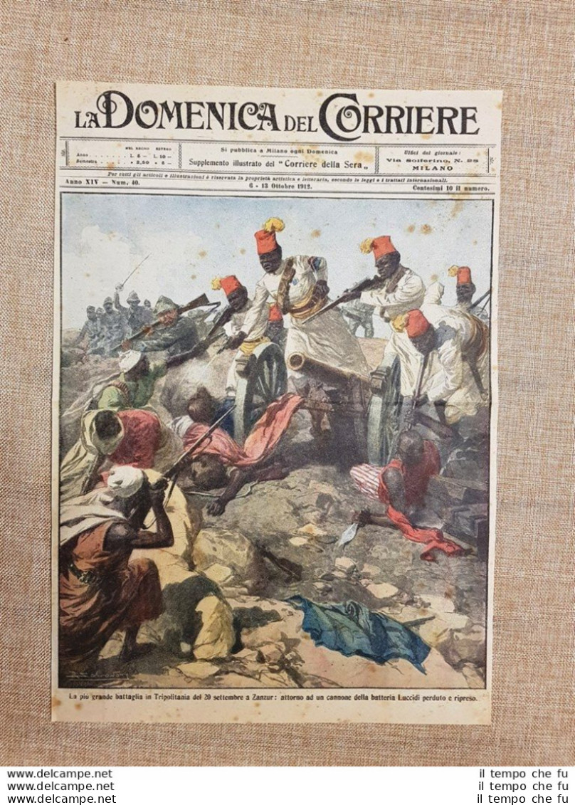 Copertina Domenica Del Corriere 13 Ottobre 1912 Battaglia Zanzur Liccidi Libia - Other & Unclassified