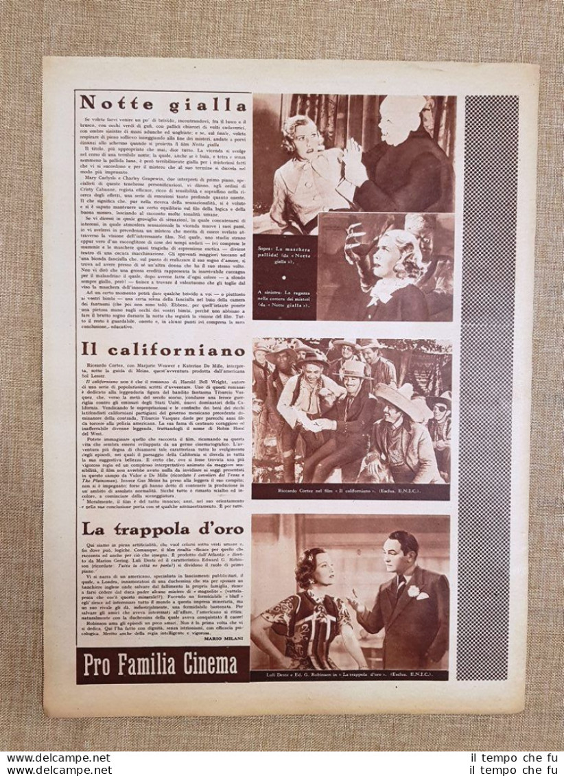 Film Notte Gialla Californiano Trappola D'oro Illustrazione Di Cinema Anno 1939 - Sonstige & Ohne Zuordnung