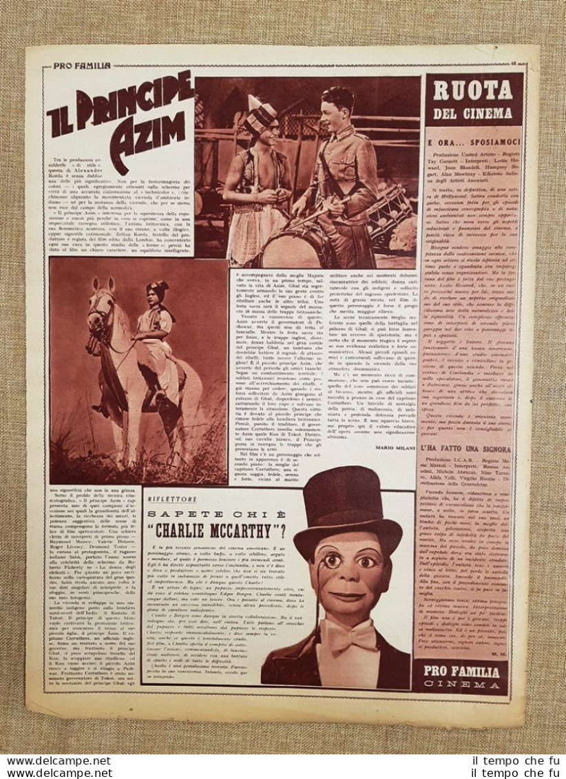 Film Il Principe Azim Chi è Charlie McCarthy? Illustrazione Di Cinema Anno 1939 - Other & Unclassified