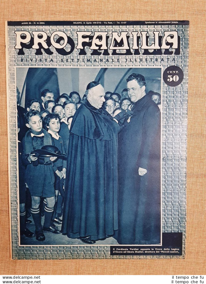 Copertina Pro Familia Del 1939 Cardinale Verdier Legion D'onore Abate Maillet - Sonstige & Ohne Zuordnung
