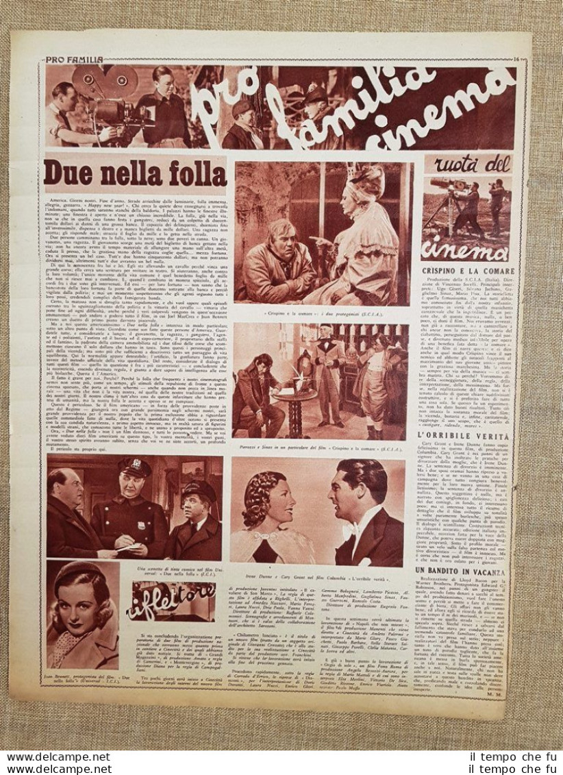 Film Due Nella Folla Crispino Bandito In Vacanza Illustrazione Cinema Anno 1939 - Sonstige & Ohne Zuordnung