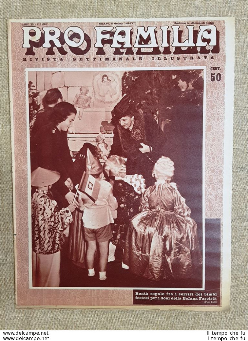 Copertina Pro Familia Del 1939 Regina Elena Del Montenegro Doni Befana Fascista - Autres & Non Classés