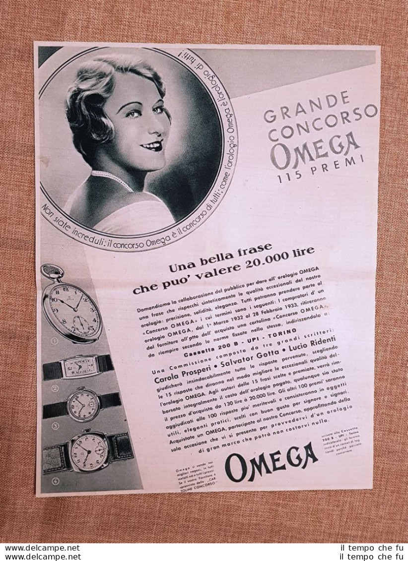 Orologio Omega Grande Concorso A 115 Premi Pubblicità Del 1925 (3) - Otros & Sin Clasificación