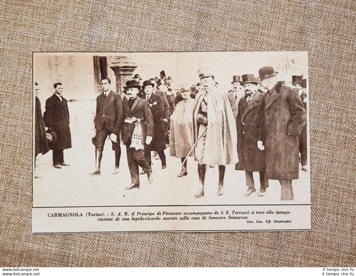 Carmagnola Nel 1925 Umberto Di Savoia E Terruzzi Lapide Per Santorre Santarosa - Autres & Non Classés
