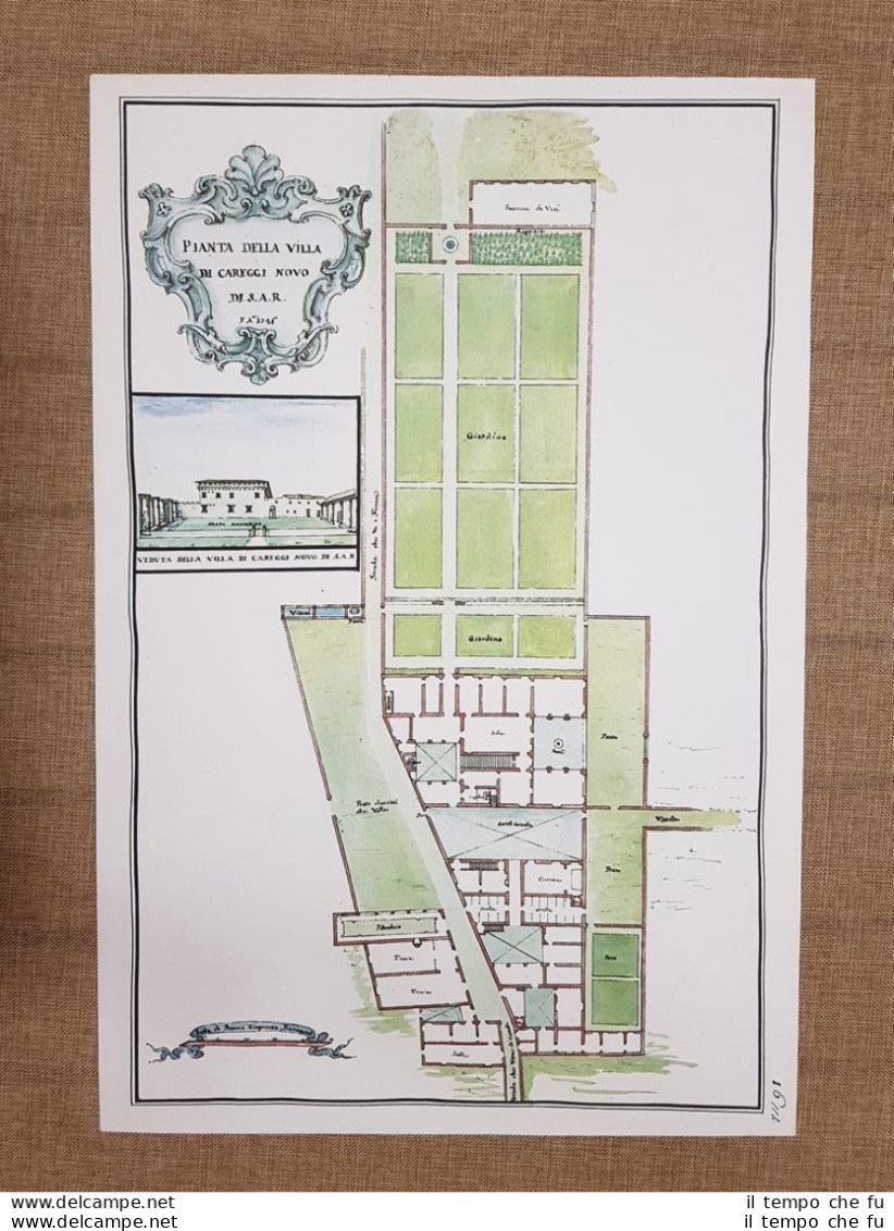 Veduta E Pianta Villa Medicea Di Careggi Nuovo Firenze Toscana 700 Litografia - Cartes Géographiques