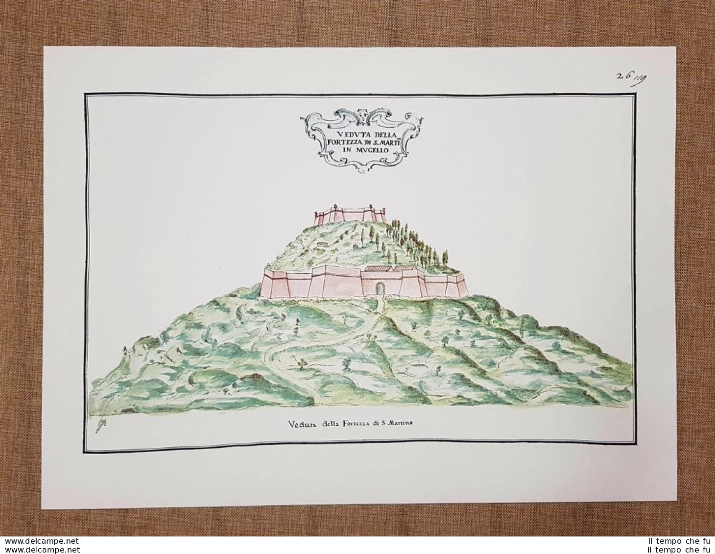 Veduta Fortezza Medicea Di San Martino In Mugello Toscana Nel 700 Litografia - Landkarten