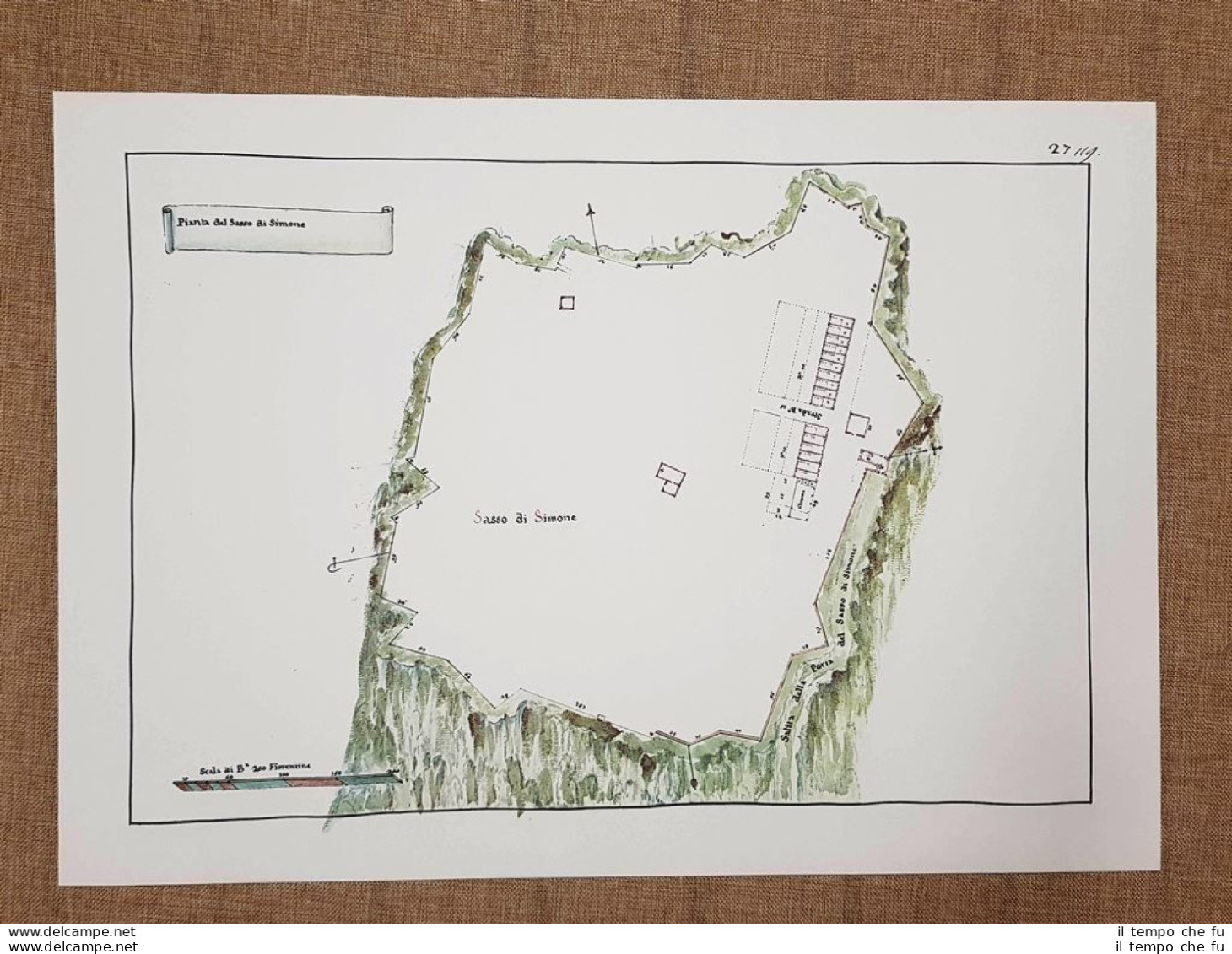 Pianta Del Sasso Di Simone Arezzo Toscana Nel 700 Litografia - Geographische Kaarten