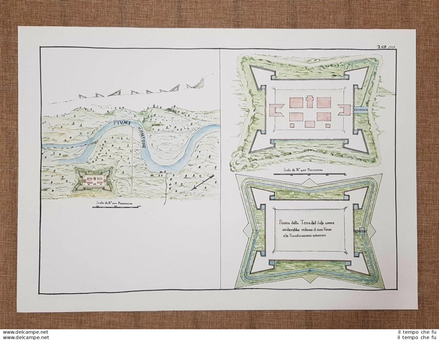 Pianta Della Terra Del Sole E Del Fiume Montone Toscana Nel 700 Litografia - Cartes Géographiques