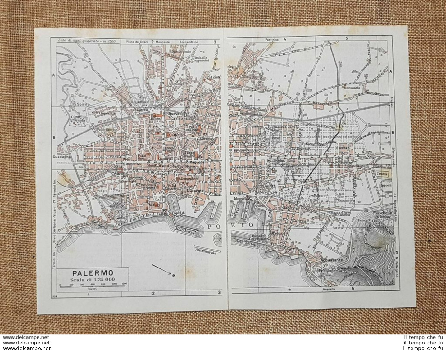 Pianta O Piantina Del 1940 La Città Di Palermo (1) Sicilia T.C.I. - Cartes Géographiques