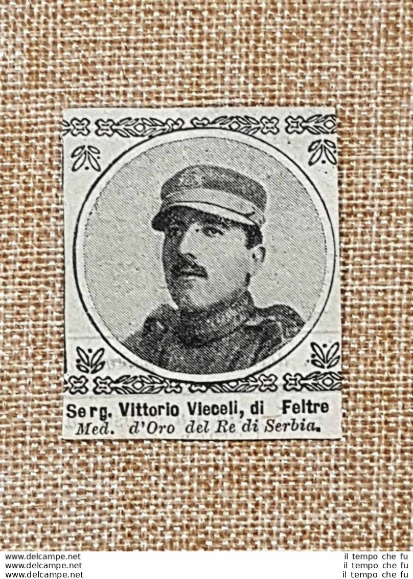 Decorato Al Valore Nel 1917 Vittorio Vieceli Di Feltre Medaglia D'oro Serbia WW1 - Sonstige & Ohne Zuordnung