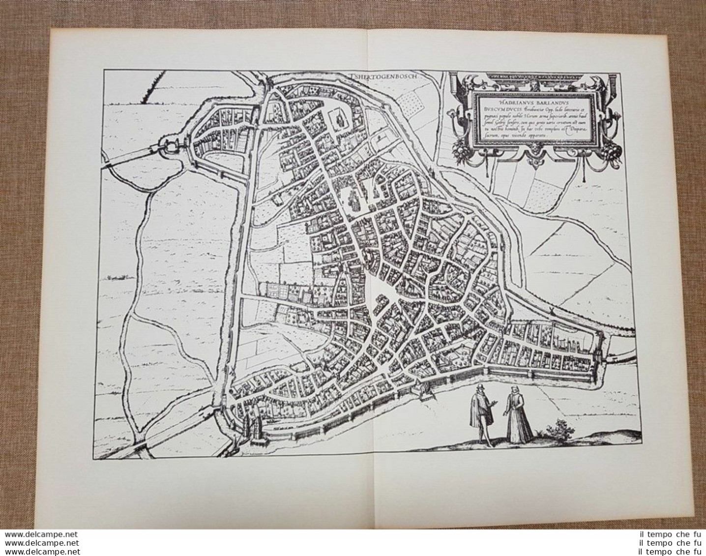 Veduta Della Città Di Hertogenbosch Anno 1612 Braun E Hogenberg Ristampa - Geographische Kaarten
