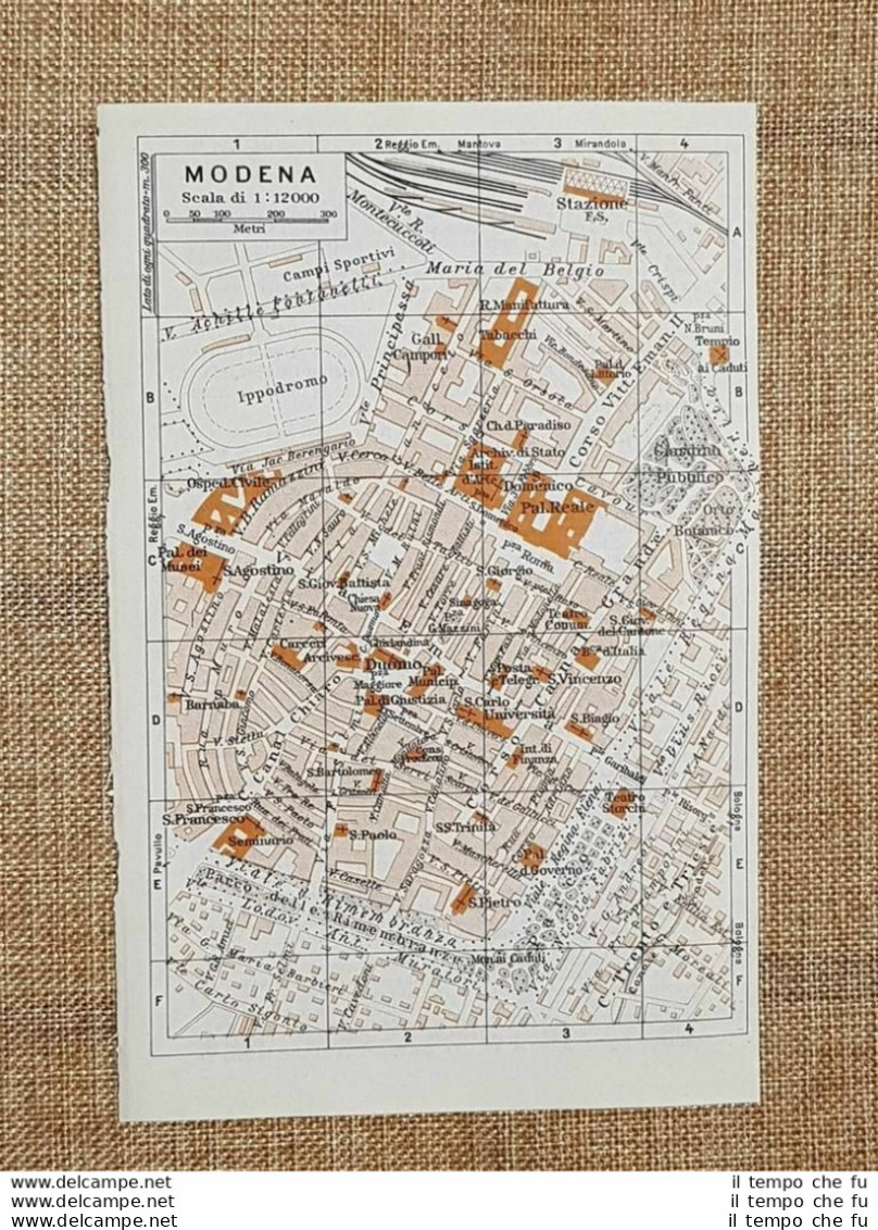 Pianta O Piantina Del 1937 La Città Di Modena Emilia Romagna T.C.I. - Geographische Kaarten