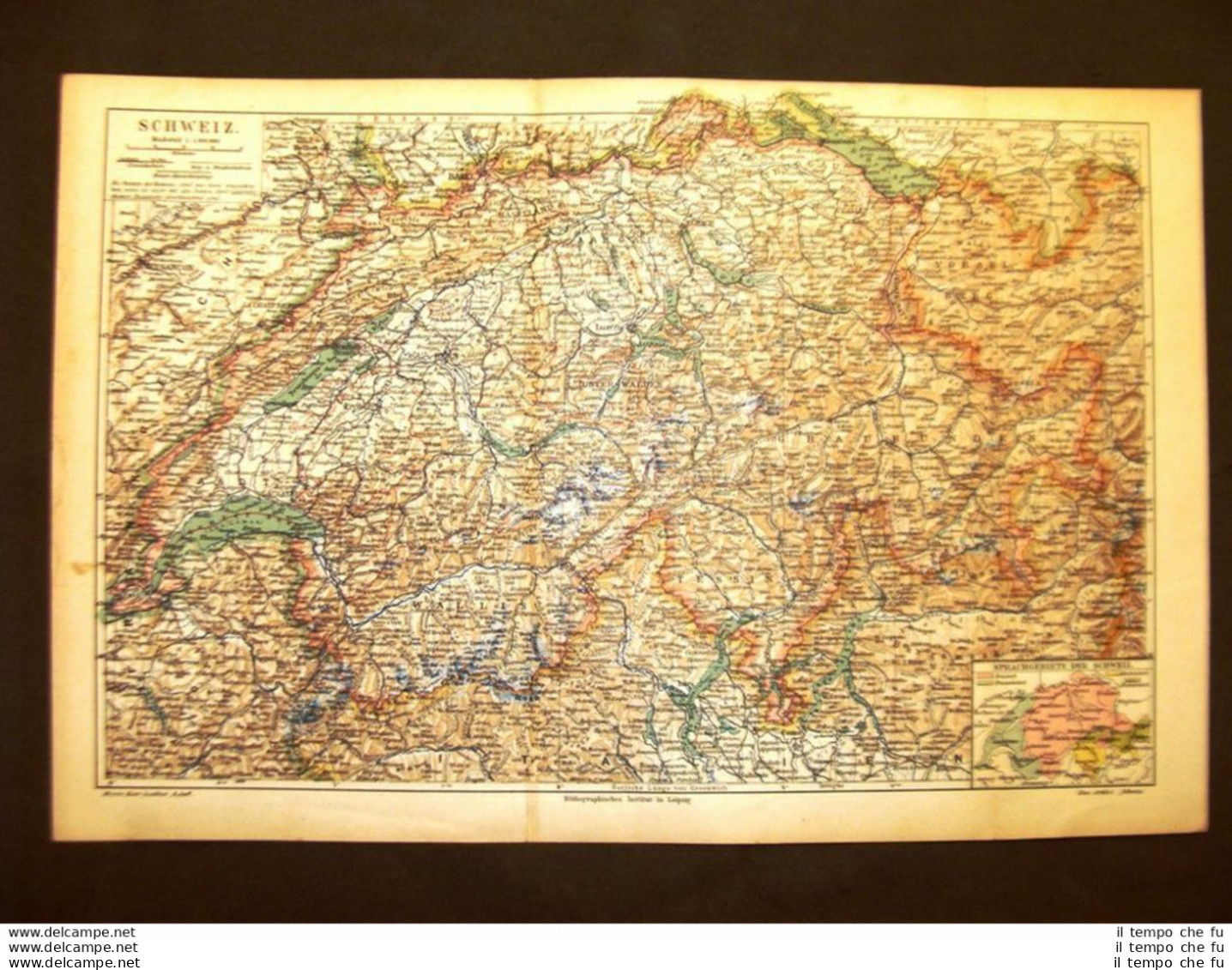 Carta Geografica O Mappa Dei Primi Del '900 Svizzera O Schweiz Dettagliatissima - Geographische Kaarten