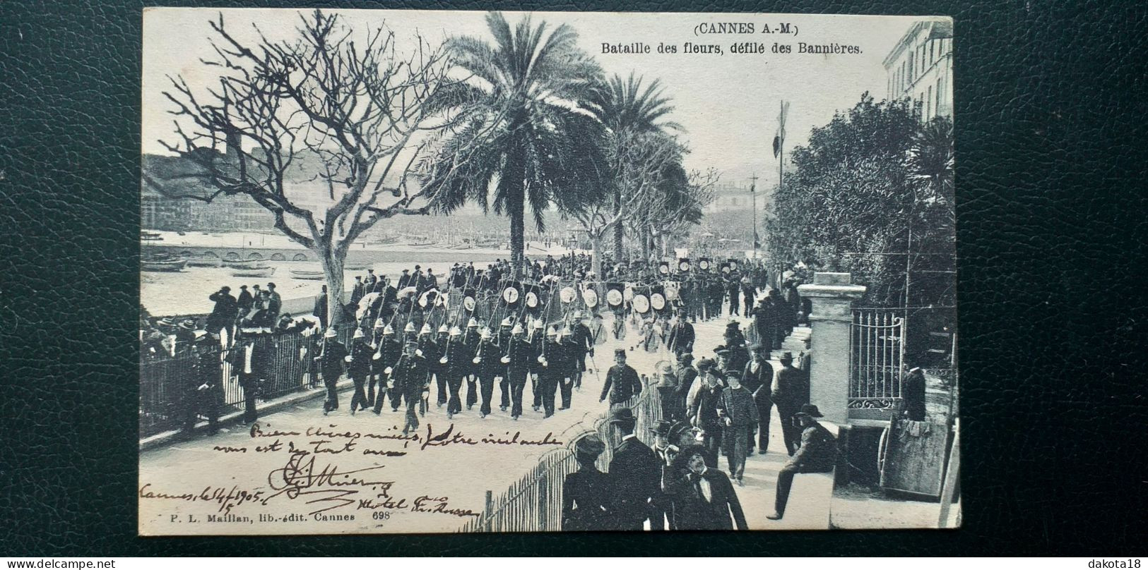 06 ,  Cannes , Bataille Des Fleurs , Défilé Des Bannières En 1905 - Cannes