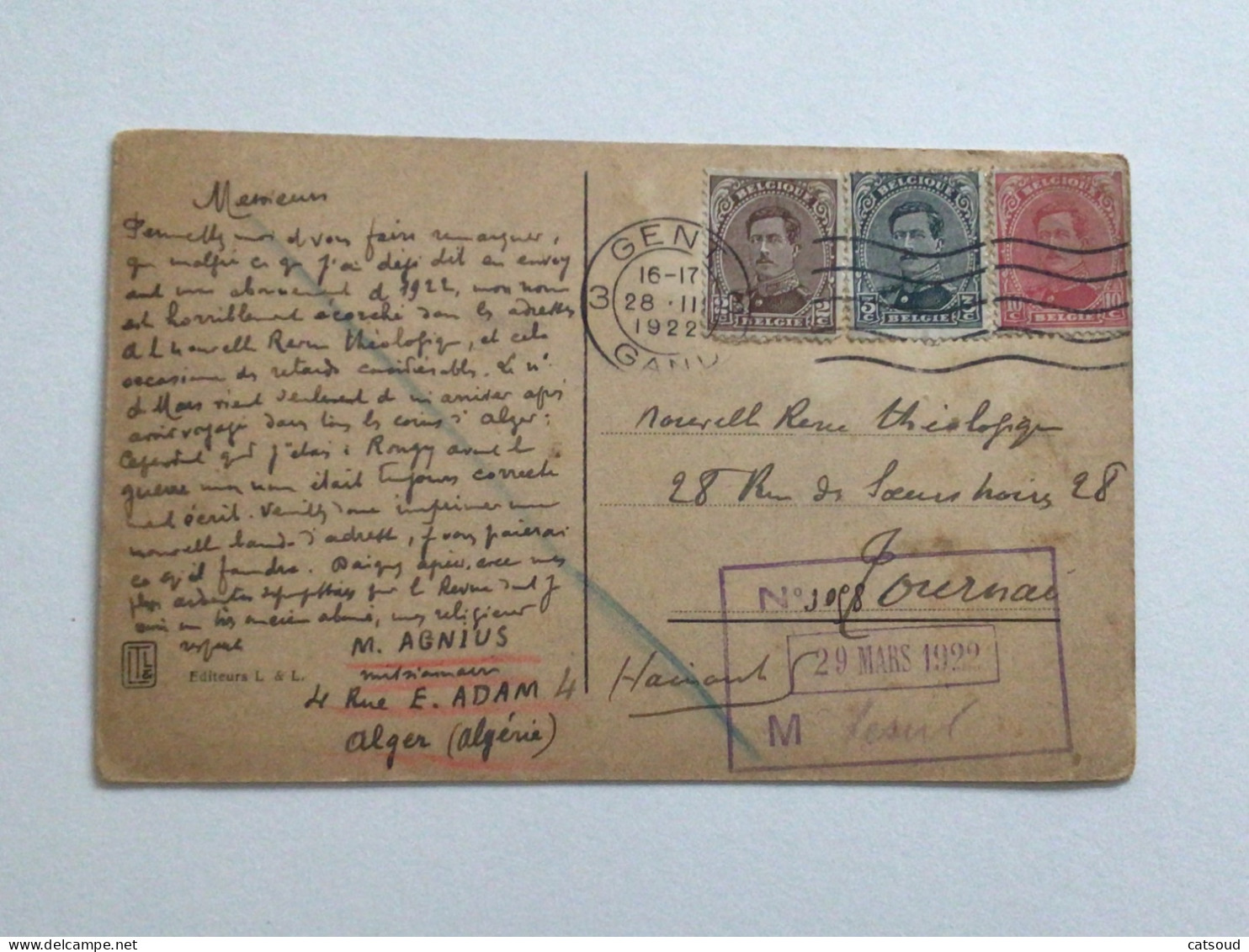 Carte Postale Ancienne (1922) Rivière Dans L’oasis - Algerien