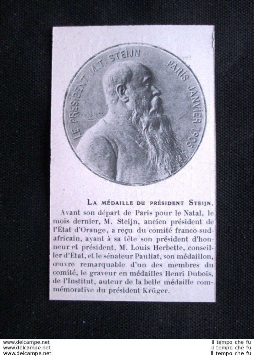 La Medaglia Del Presidente Steijn Stampa Del 1905 - Autres & Non Classés
