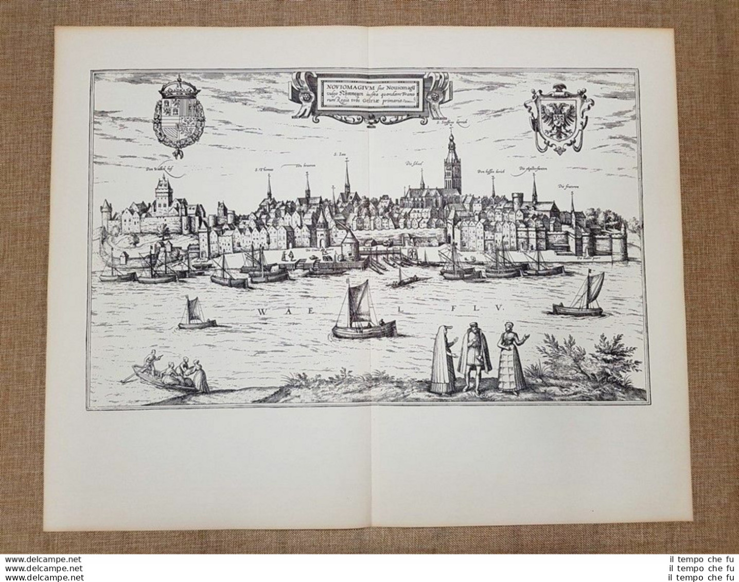 Veduta Della Città Di Nimegao Nijmegen Olanda Anno 1575 Braun Hogenberg Ristampa - Landkarten