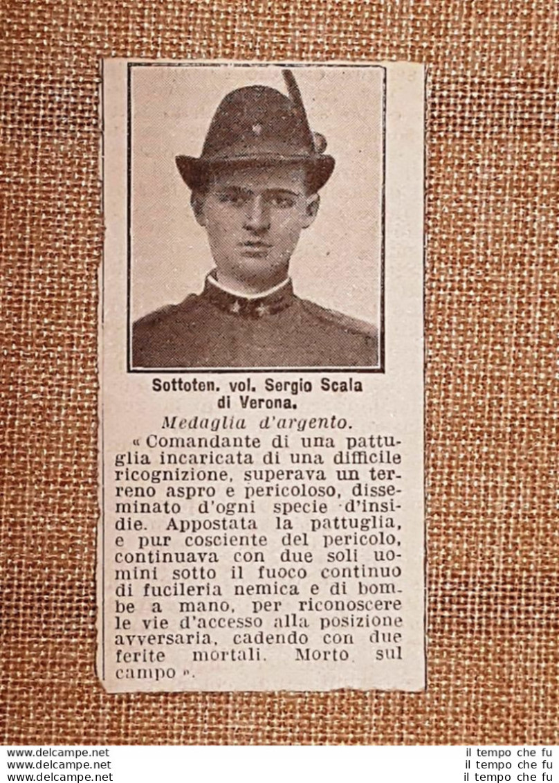 Decorato Al Valore Nel 1916 Sott. Sergio Scala Di Verona Medaglia D'Argento WW1 - Sonstige & Ohne Zuordnung