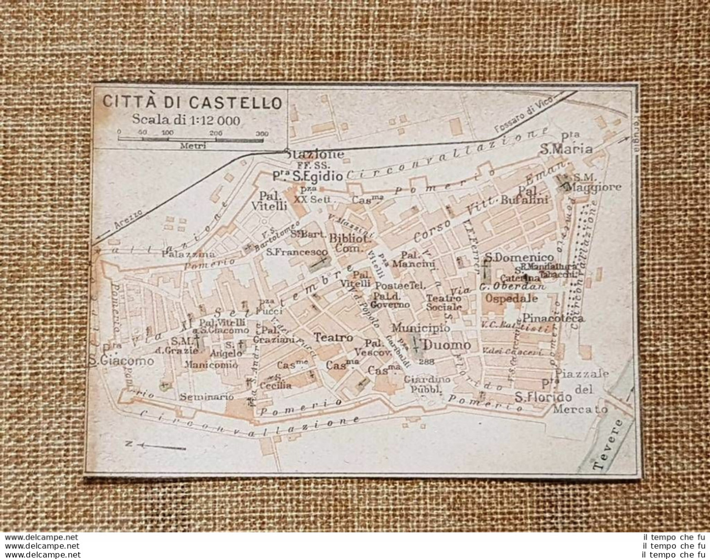Pianta O Piantina Del 1924 Città Di Castello Umbria Touring Club Italiano - Cartes Géographiques