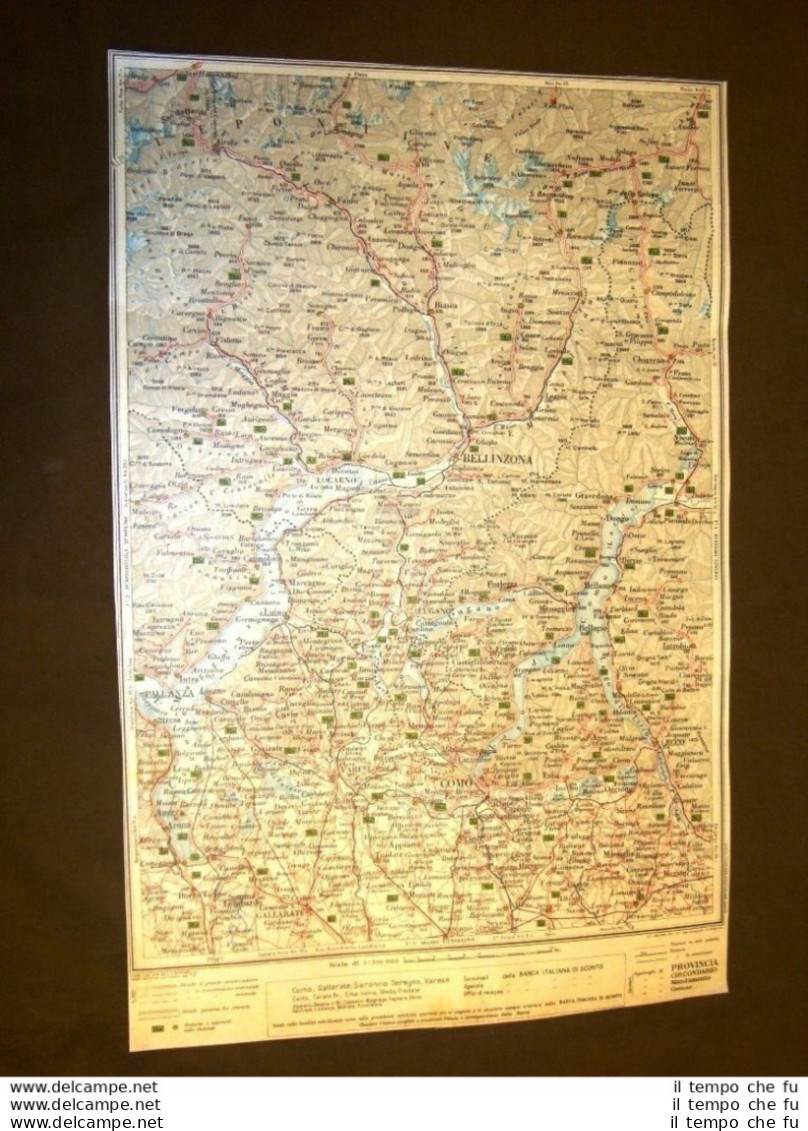 Carta Geografica O Mappa Como Gottardo Bellinzona Touring Club Italiano 1922 - Geographical Maps