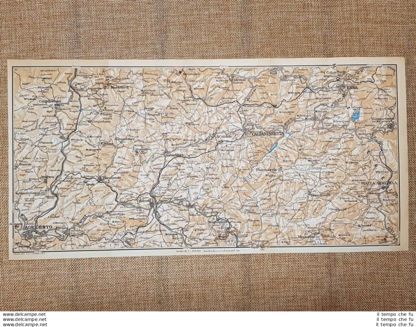 Carta O Cartina Del 1953 Enna Caltanissetta Mussomeli Sommatino Sicilia T.C.I. - Geographical Maps