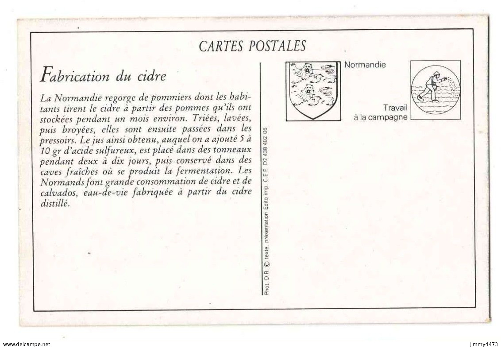 CPA (Repro) - Fabrication Du Cidre - Texte Au Dos - Artisanat