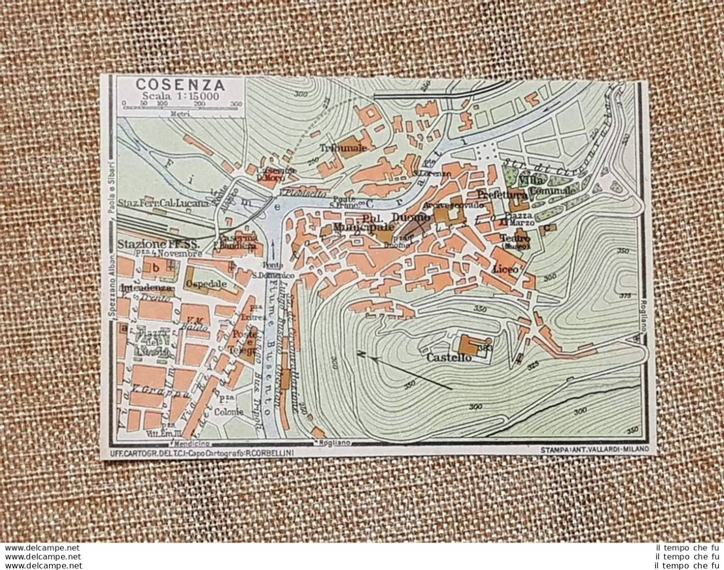 Pianta O Piantina Del 1929 La Città Di Cosenza Calabria T.C.I. - Geographische Kaarten
