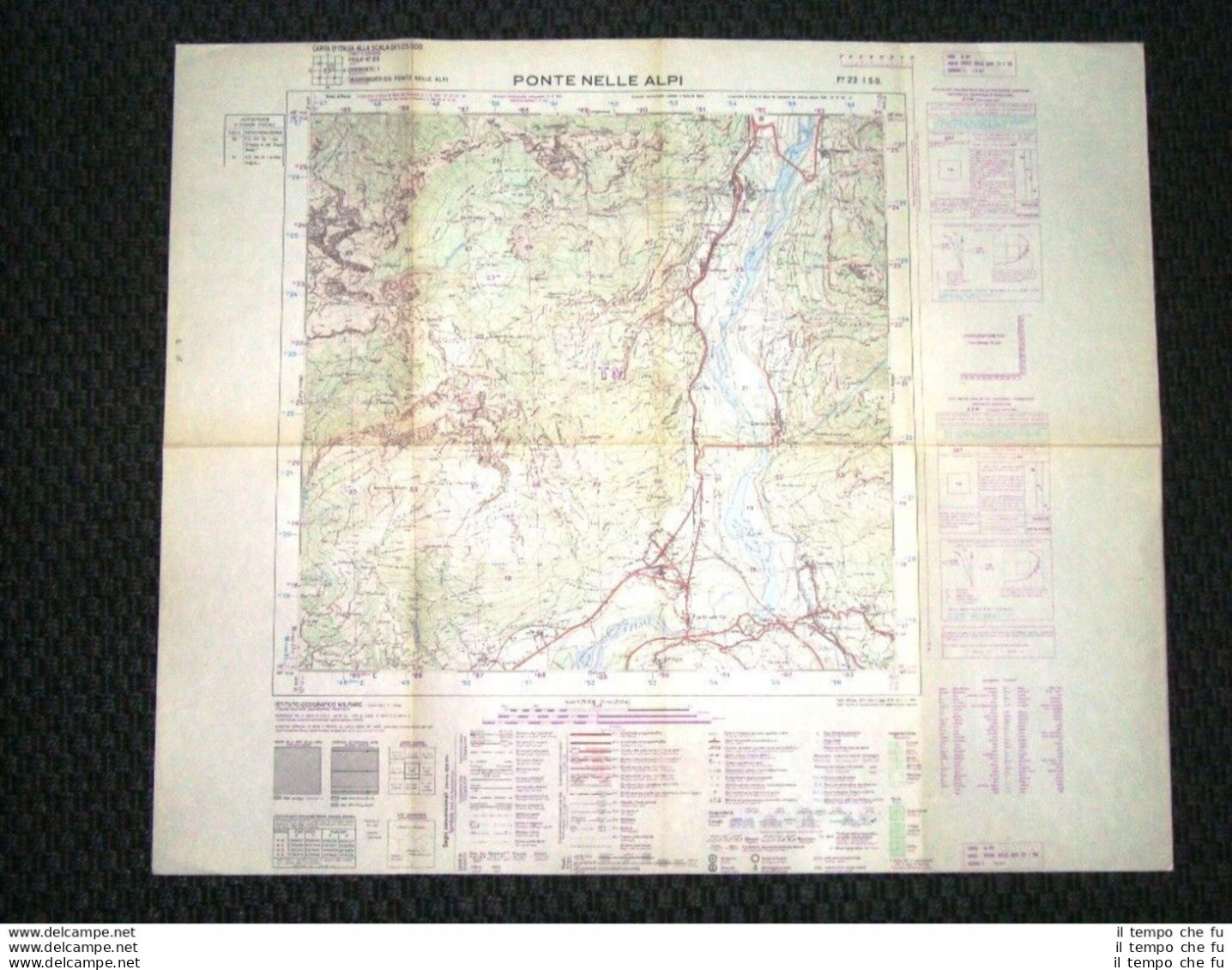 Grande Carta Topografica Ponte Nelle Alpi Belluno Veneto Dettagliatissima IGM - Geographical Maps