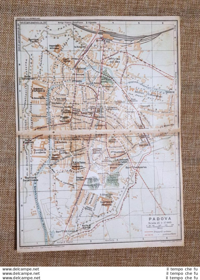 Pianta O Piantina Del 1920 La Città Di Padova Veneto T.C.I. - Geographical Maps