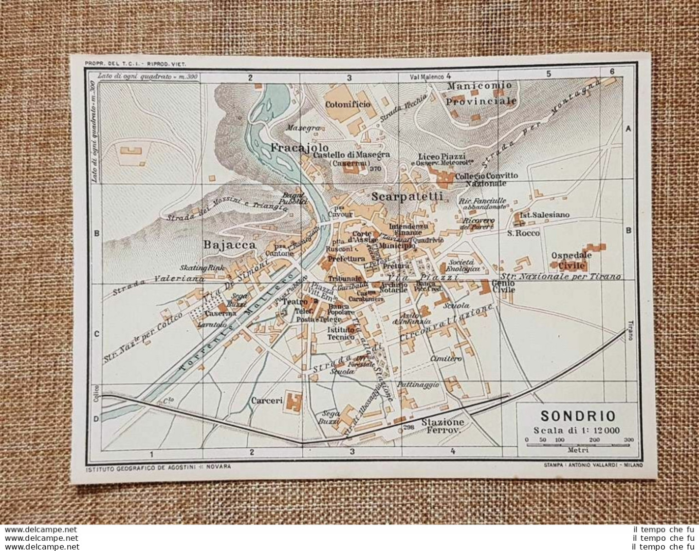 Pianta O Piantina Del 1914 La Città Di Sondrio Lombardia T.C.I. - Landkarten