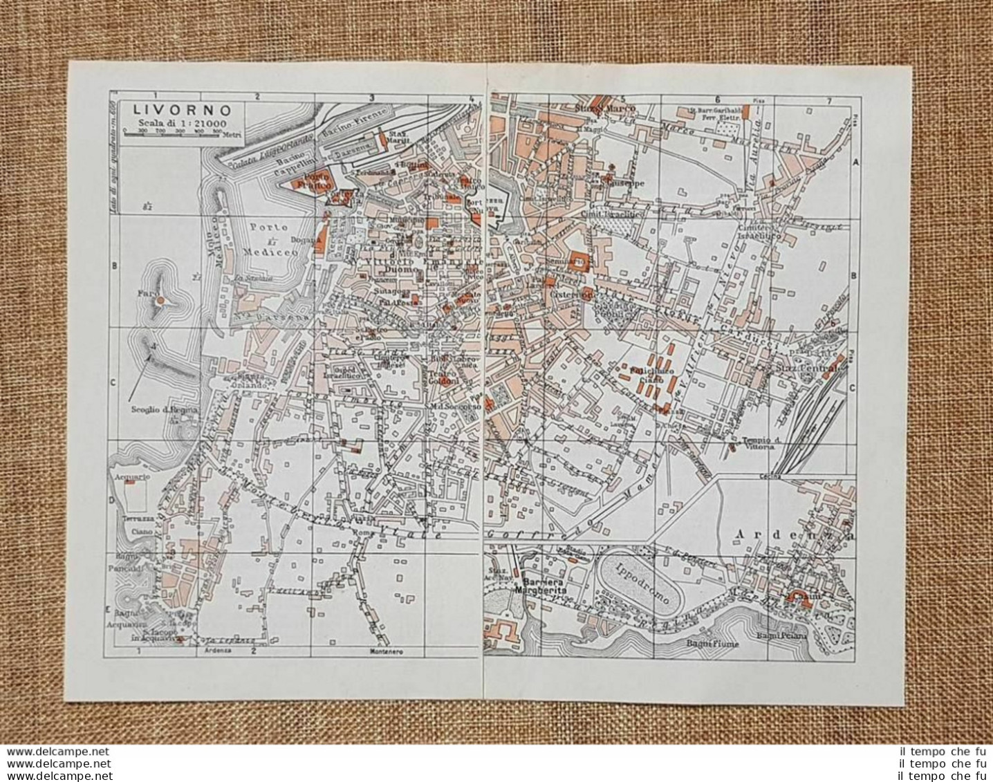 Pianta O Piantina Del 1939 La Città Di Livorno Toscana T.C.I. - Cartes Géographiques