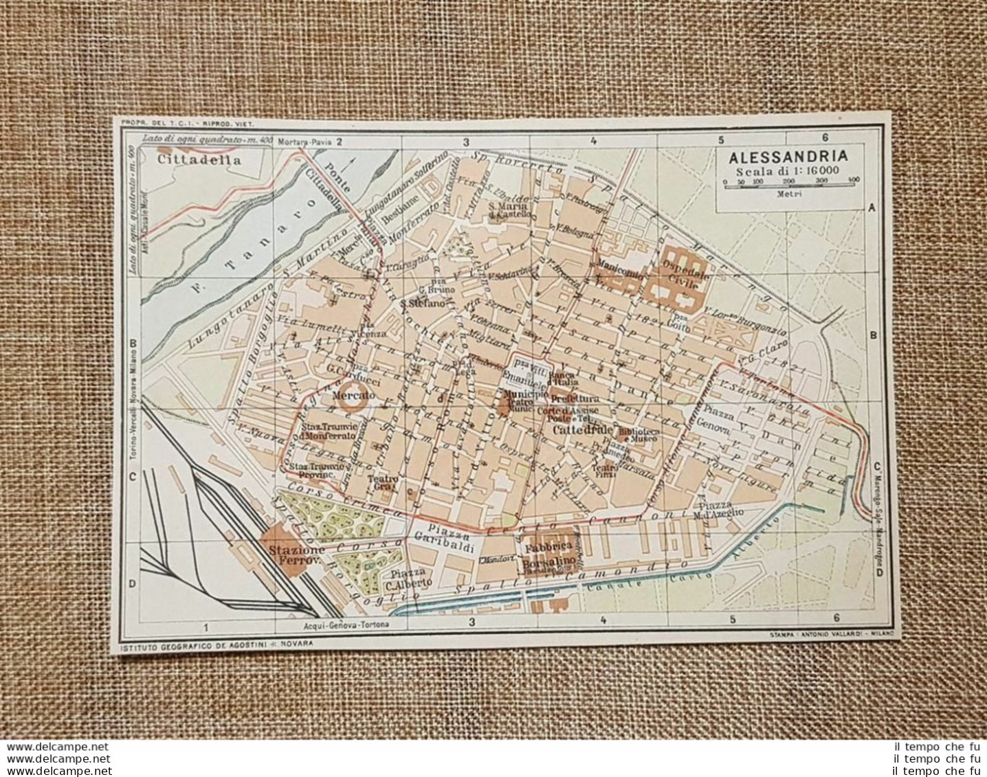 Pianta O Piantina Del 1914 La Città Di Alessandria Piemonte T.C.I. - Geographical Maps
