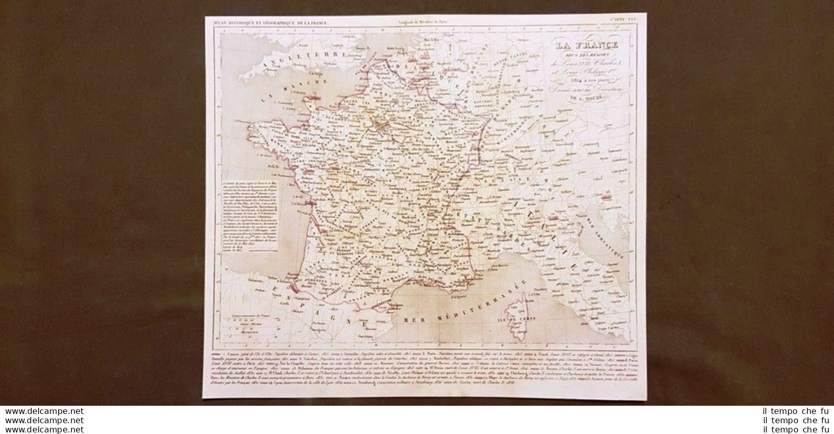 Francia Sotto Regno Luigi XVIII, Carlo X, Filippo I Carta Geografica 1859 Houze - Geographical Maps