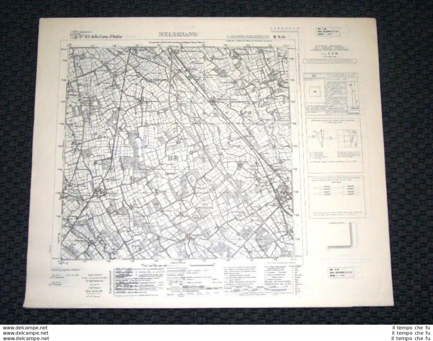 Grande Carta Topografica Melegnano E Dintorni Dettagliatissima I.G.M. - Cartes Géographiques