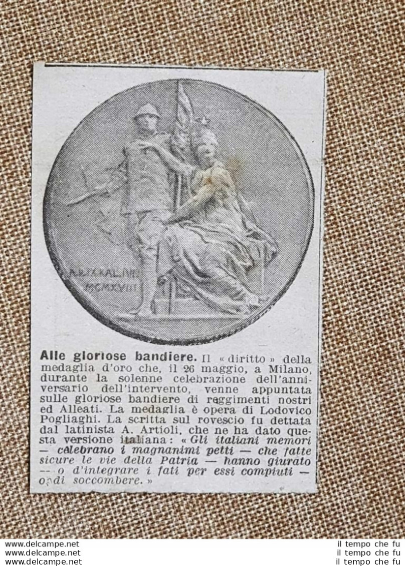 Medaglia Alle Gloriose Bandiere Del 1918 Lodovico Pogliaghi WW1 Guerra - Andere & Zonder Classificatie