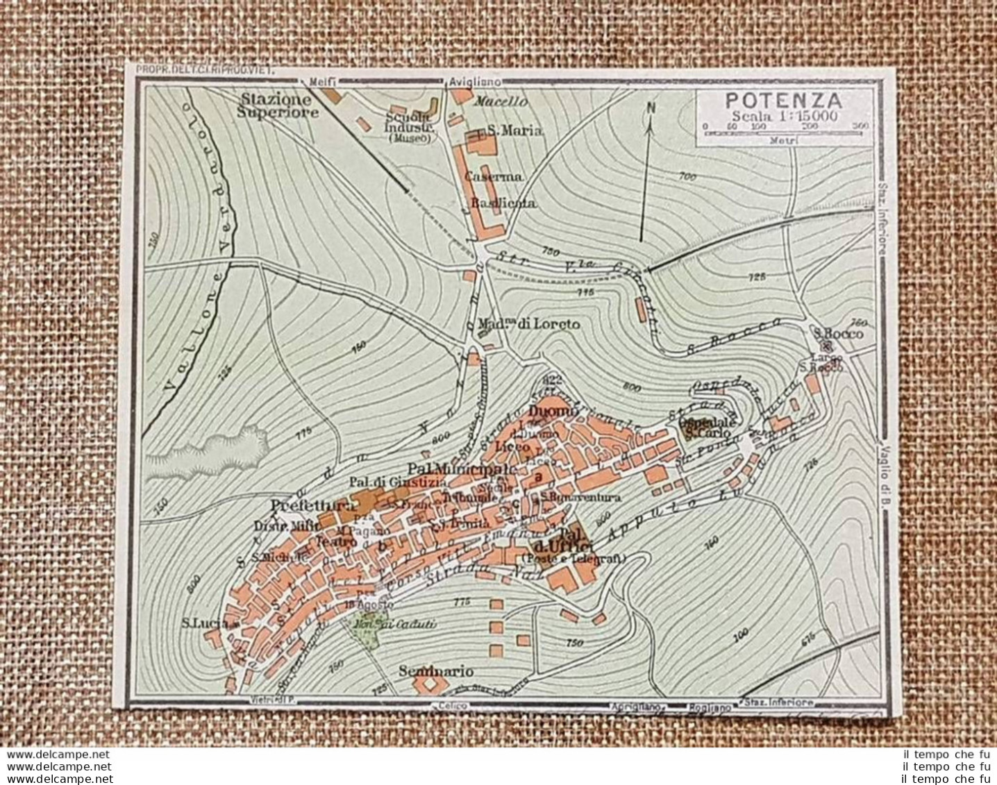 Pianta O Piantina Del 1929 La Città Di Potenza Basilicata T.C.I. - Geographical Maps