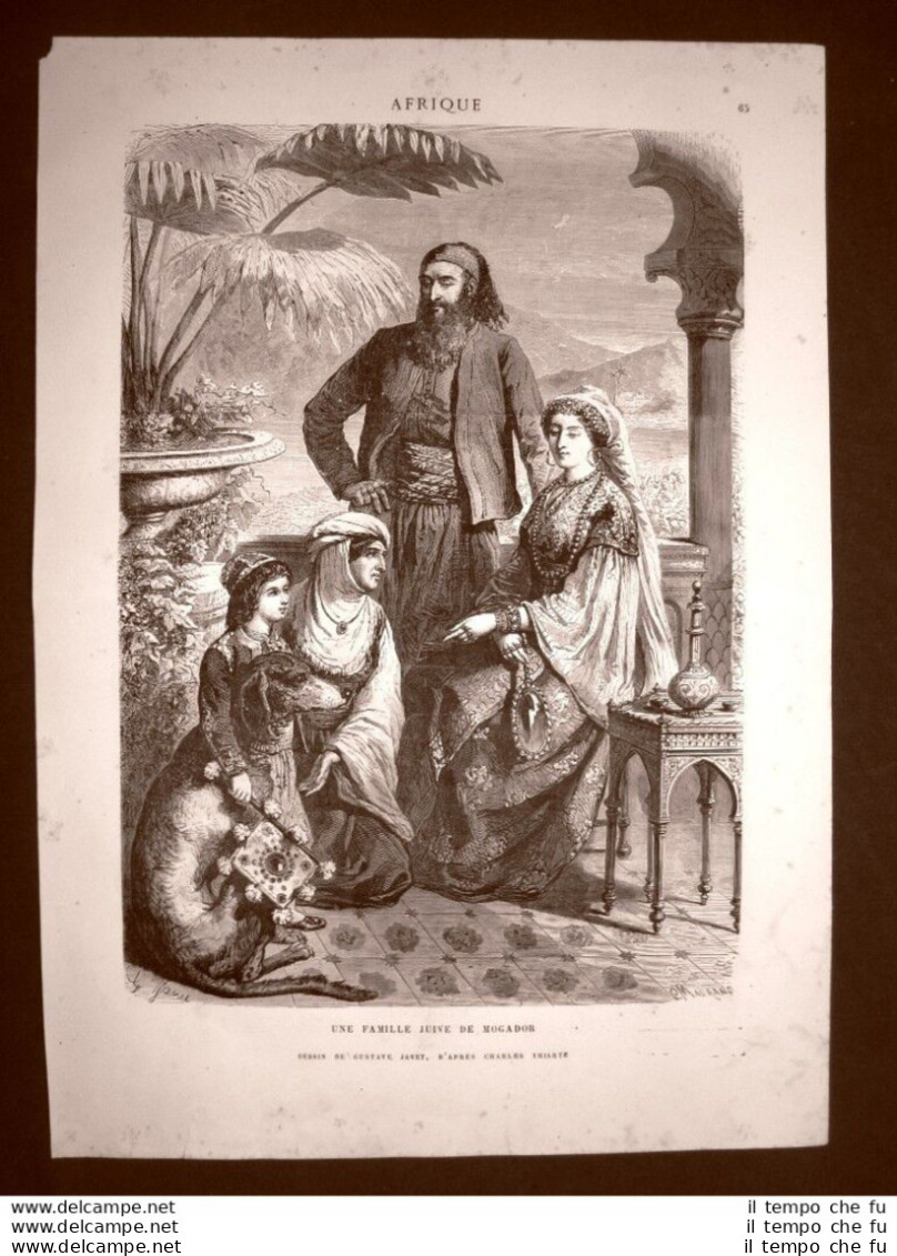 Una Famiglia Ebrea Di Mogador E Capi Tuareg Africa Incisione Del 1865 - Avant 1900