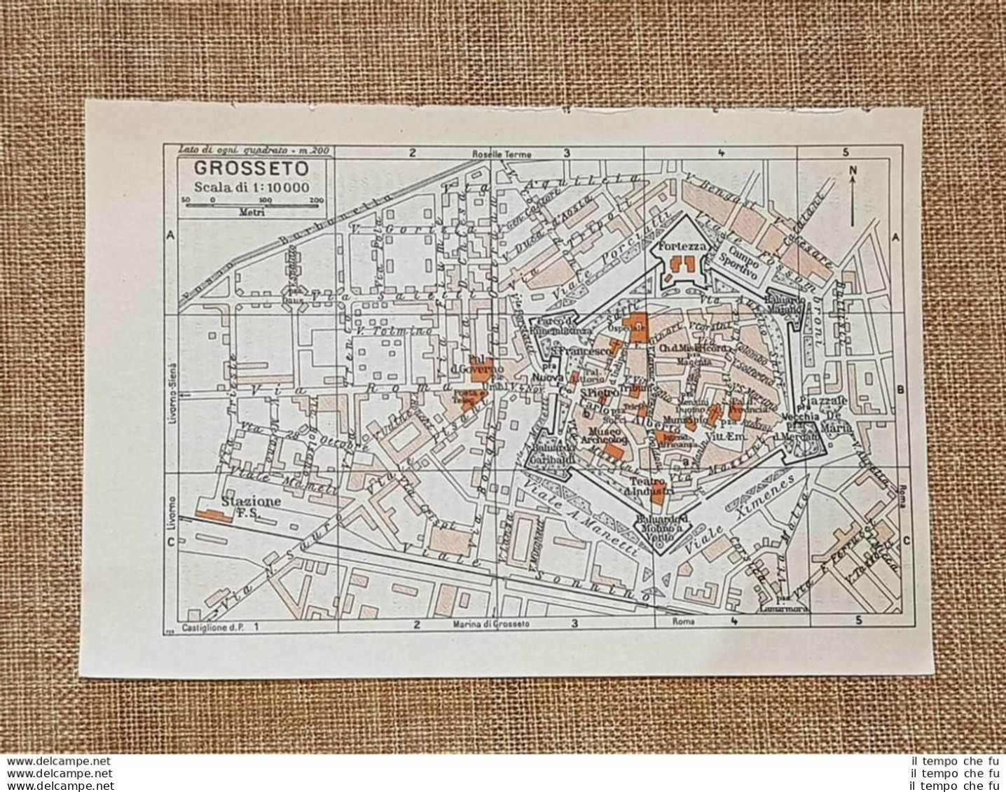 Carta Geografica, Pianta O Piantina Del 1939 La Città Di Grosseto Toscana T.C.I. - Geographical Maps