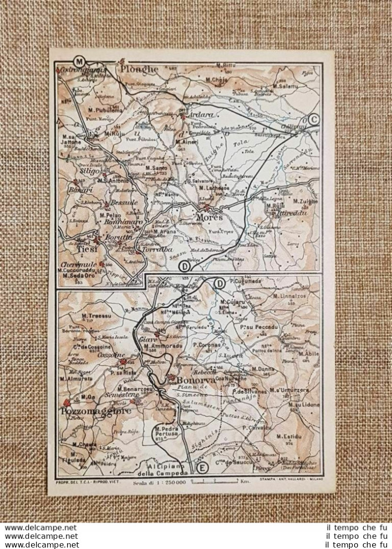 Carta Geografica Cartina Del 1918 Ploaghe Pozzomaggiore Bonorva Sardegna T.C.I. - Geographical Maps