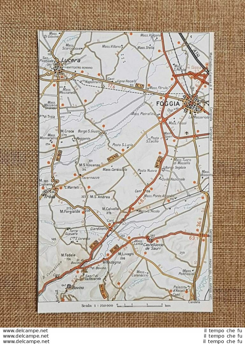 Carta O Cartina Del 1978 Foggia Lucera Bovino Puglia T.C.I. - Geographische Kaarten