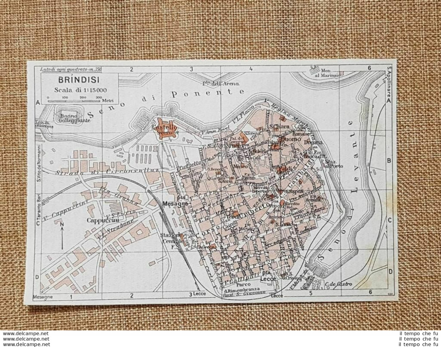 Pianta O Piantina Del 1940 La Città Di Brindisi Puglia T.C.I. - Geographical Maps