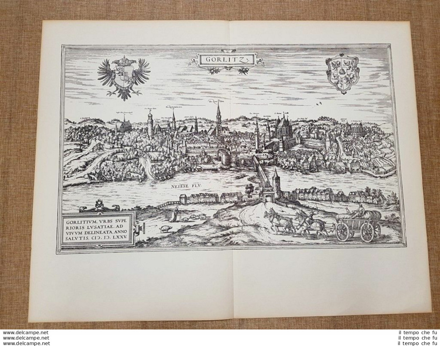Veduta Della Città Di Gorlitz O Gorlitium Georg Braun E Frans Hogenberg Ristampa - Geographical Maps