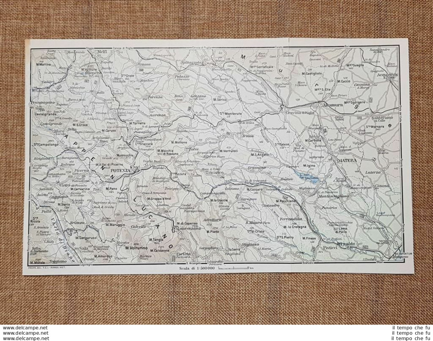 Carta Geografica Cartina Del 1965 Potenza Groppa D'Anzi Altamura Basilicata TCI - Cartes Géographiques