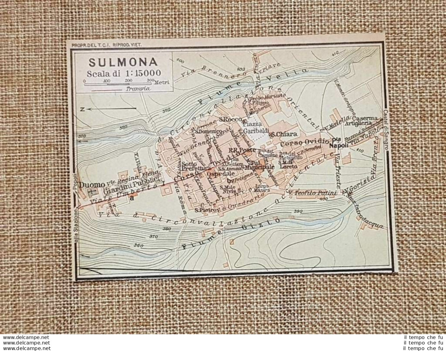 Pianta O Piantina Del 1926 La Città Di Sulmona Abruzzo T.C.I. - Geographical Maps