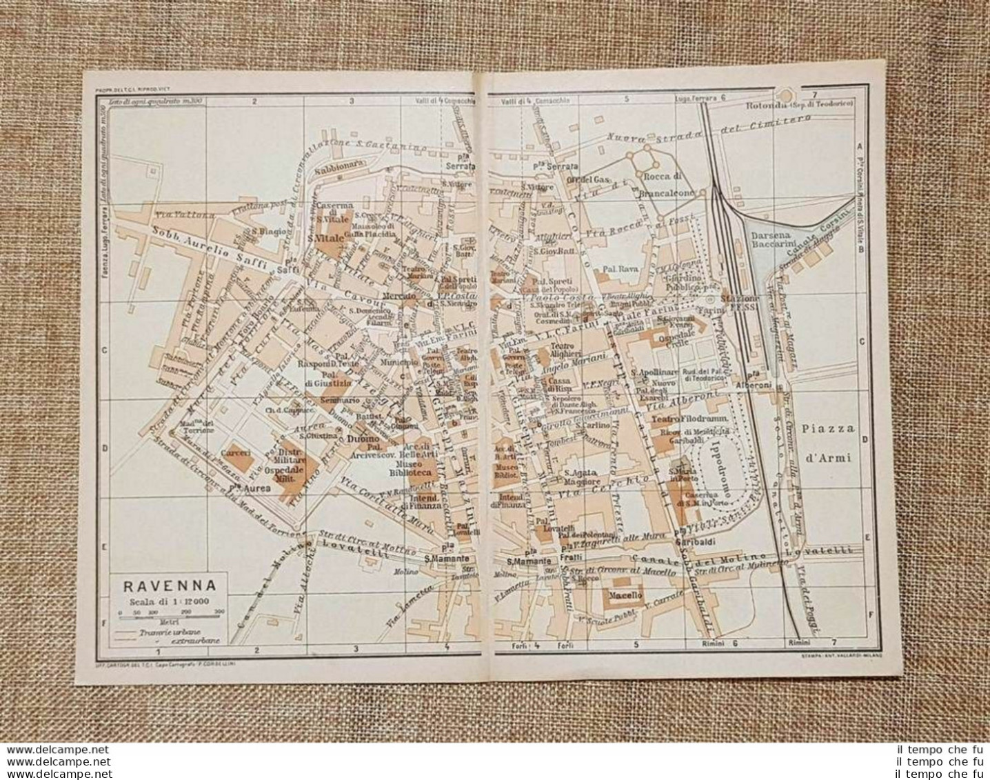 Pianta O Piantina Del 1939 La Città Di Ravenna Emilia Romagna T.C.I. - Geographical Maps